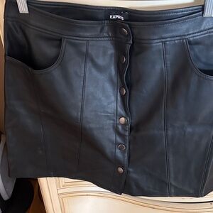 Express Black Button-Up Mini Skirt